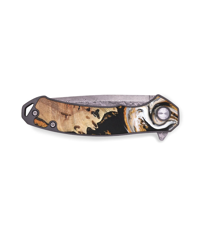 EDC Wood+Resin Pocket Knife - Carolyn (Black & White, 683181)