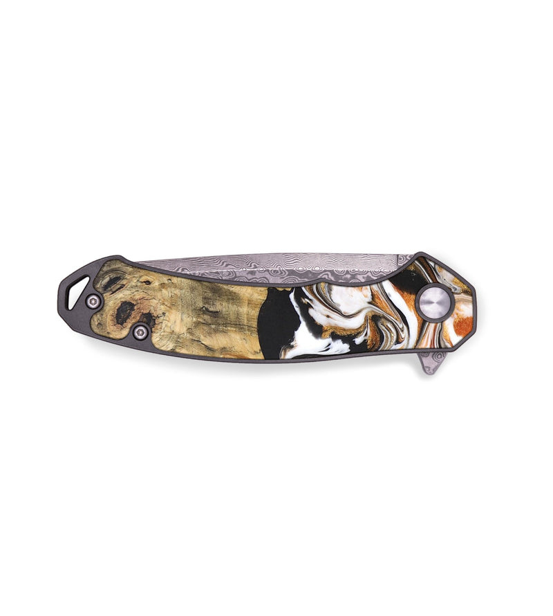 EDC Wood+Resin Pocket Knife - Ramona (Black & White, 683182)