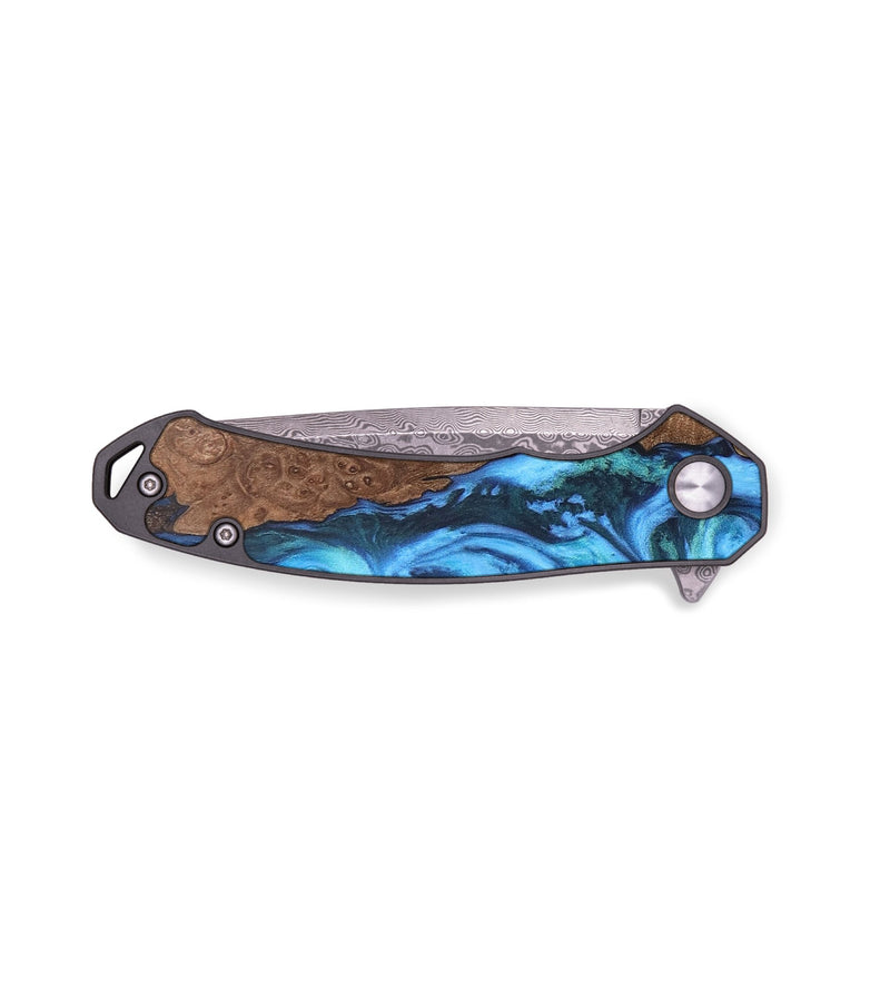EDC Wood+Resin Pocket Knife - Ariel (Blue, 683258)