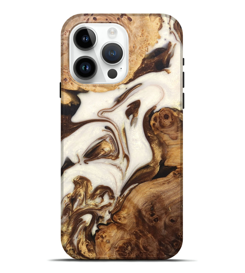 iPhone 15 Pro Max Wood+Resin Live Edge Phone Case - Kingston (Black & White, 683536)