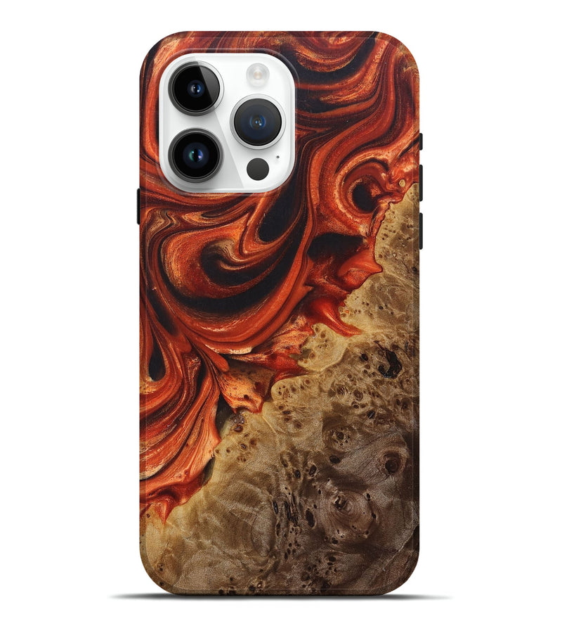 iPhone 15 Pro Max Wood+Resin Live Edge Phone Case - Gayle (Red, 683543)