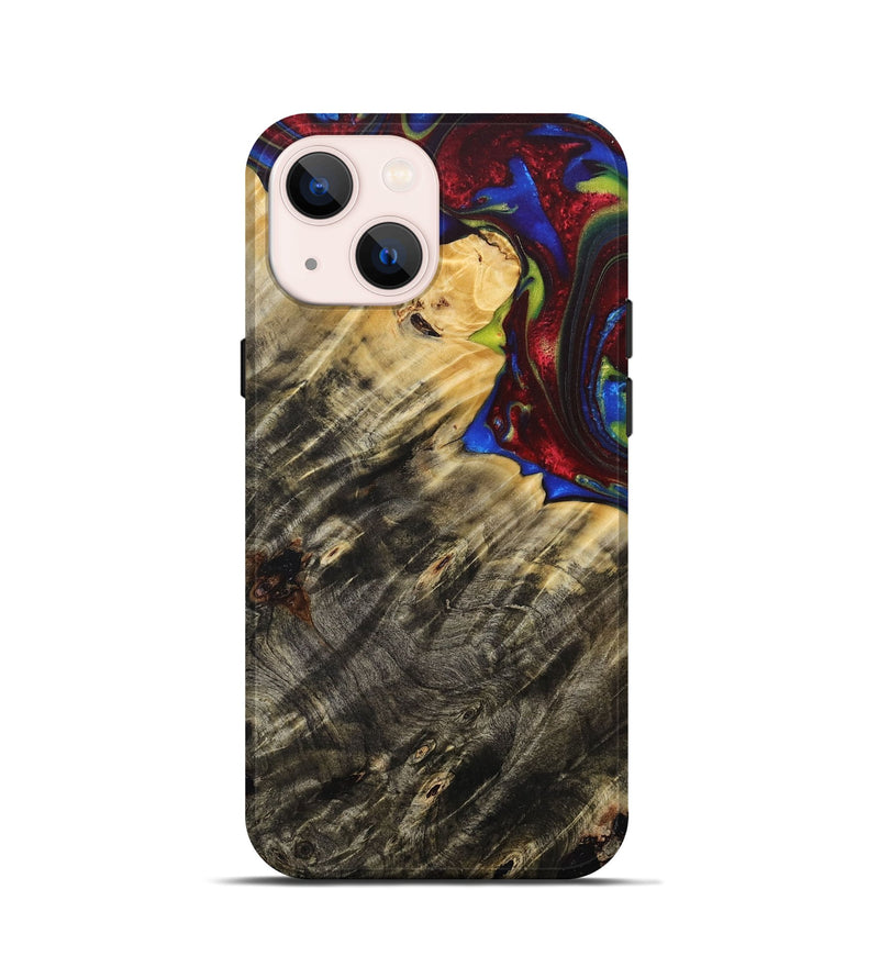 iPhone 13 mini Wood+Resin Live Edge Phone Case - Maggie (Red, 683552)