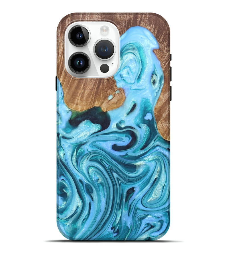 iPhone 15 Pro Max Wood+Resin Live Edge Phone Case - Dorothy (Blue, 683564)
