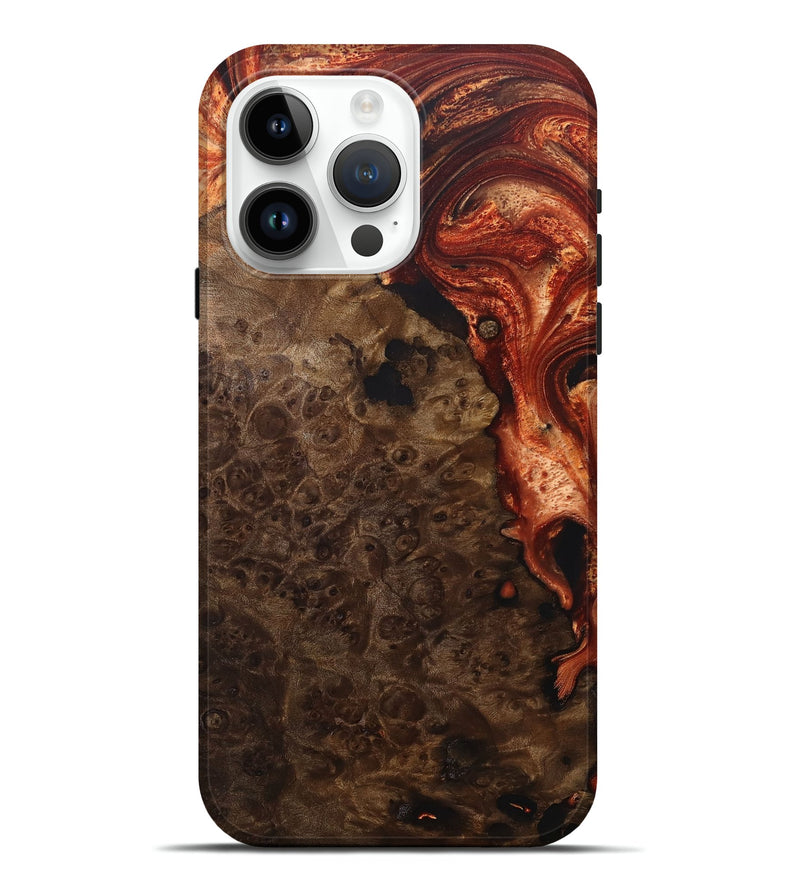 iPhone 15 Pro Max Wood+Resin Live Edge Phone Case - Eliana (Red, 684155)