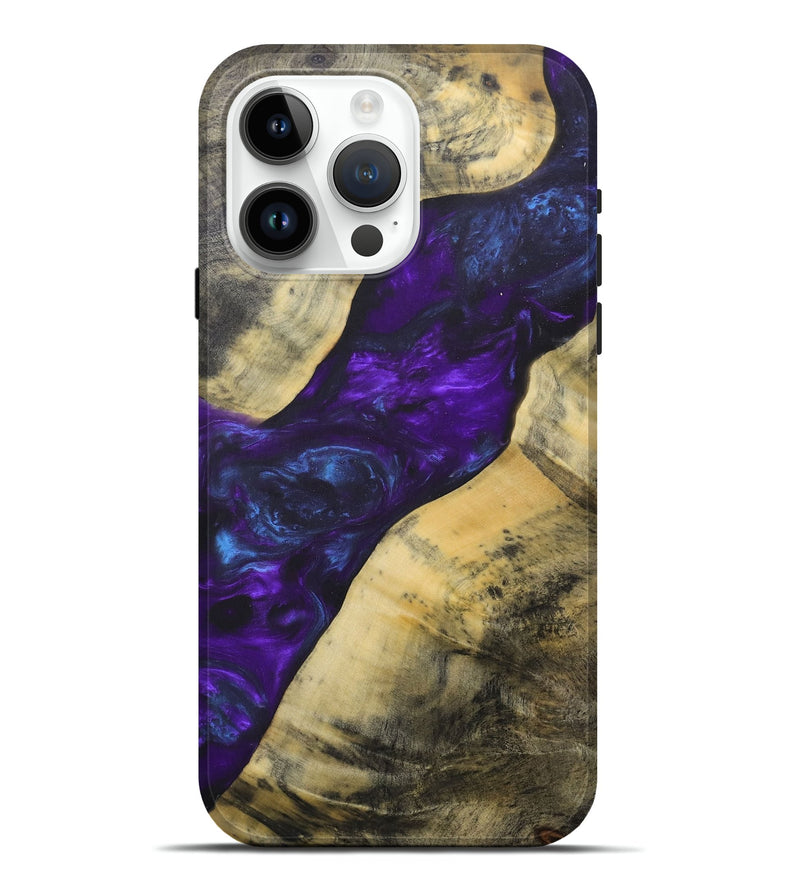 iPhone 15 Pro Max Wood+Resin Live Edge Phone Case - Heather (Purple, 684338)
