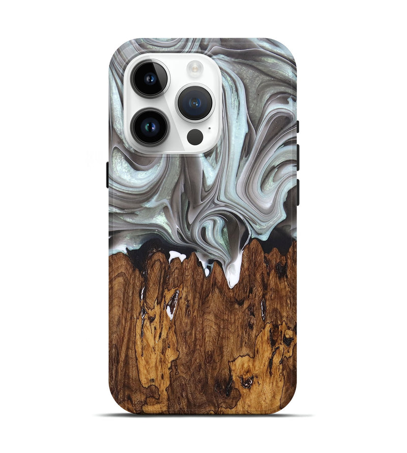iPhone 15 Pro Wood+Resin Live Edge Phone Case - Kellen (Black & White, 684397)