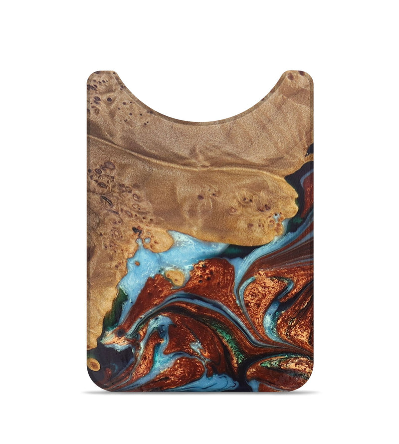Live Edge Wood+Resin Wallet - Rene (Teal & Gold, 684462)