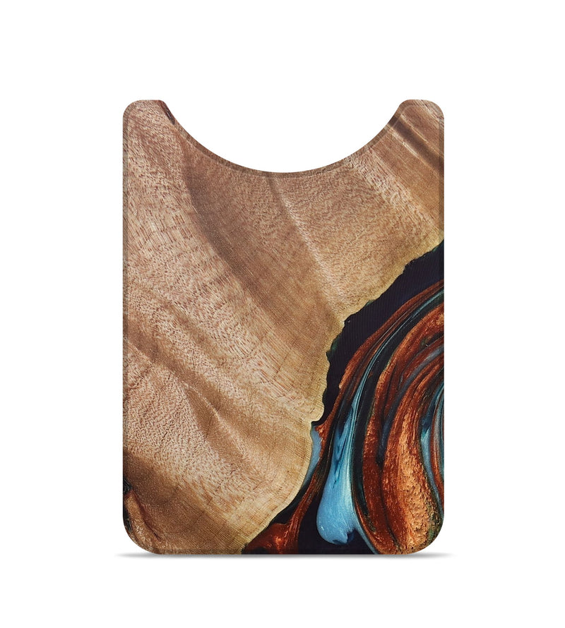 Live Edge Wood+Resin Wallet - Fatima (Teal & Gold, 684463)