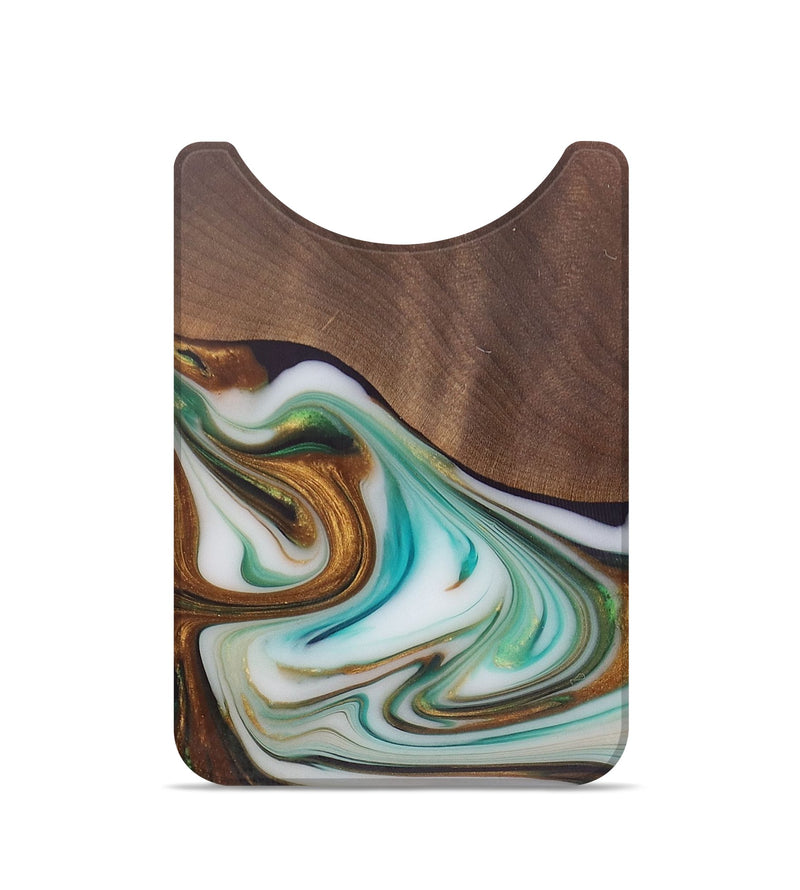 Live Edge Wood+Resin Wallet - Cindy (Teal & Gold, 684465)