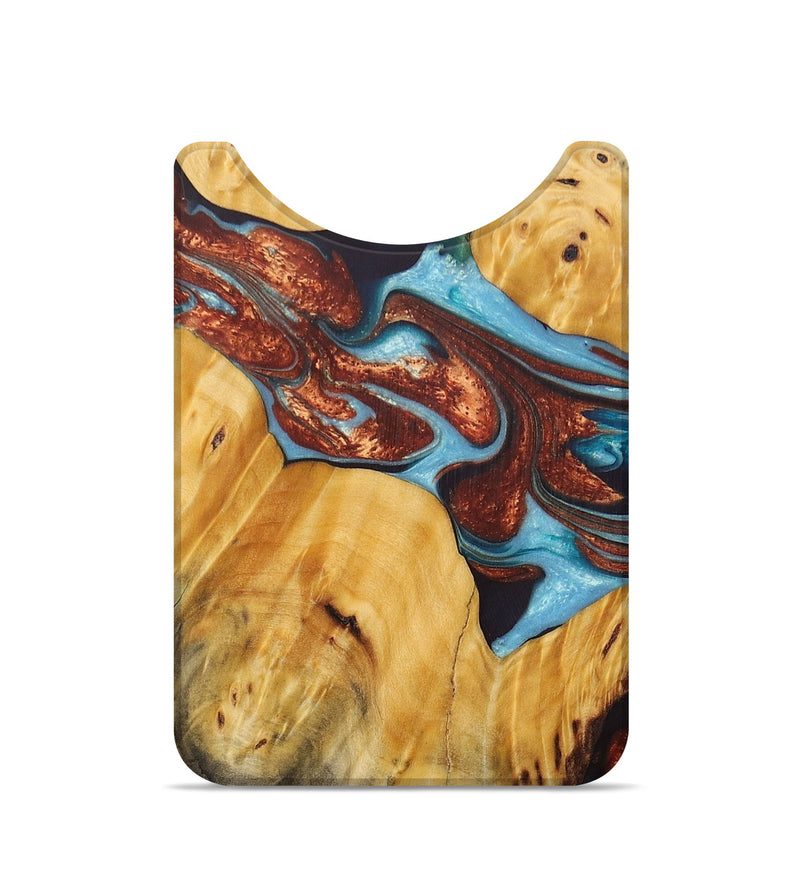 Live Edge Wood+Resin Wallet - Charlotte (Teal & Gold, 684467)