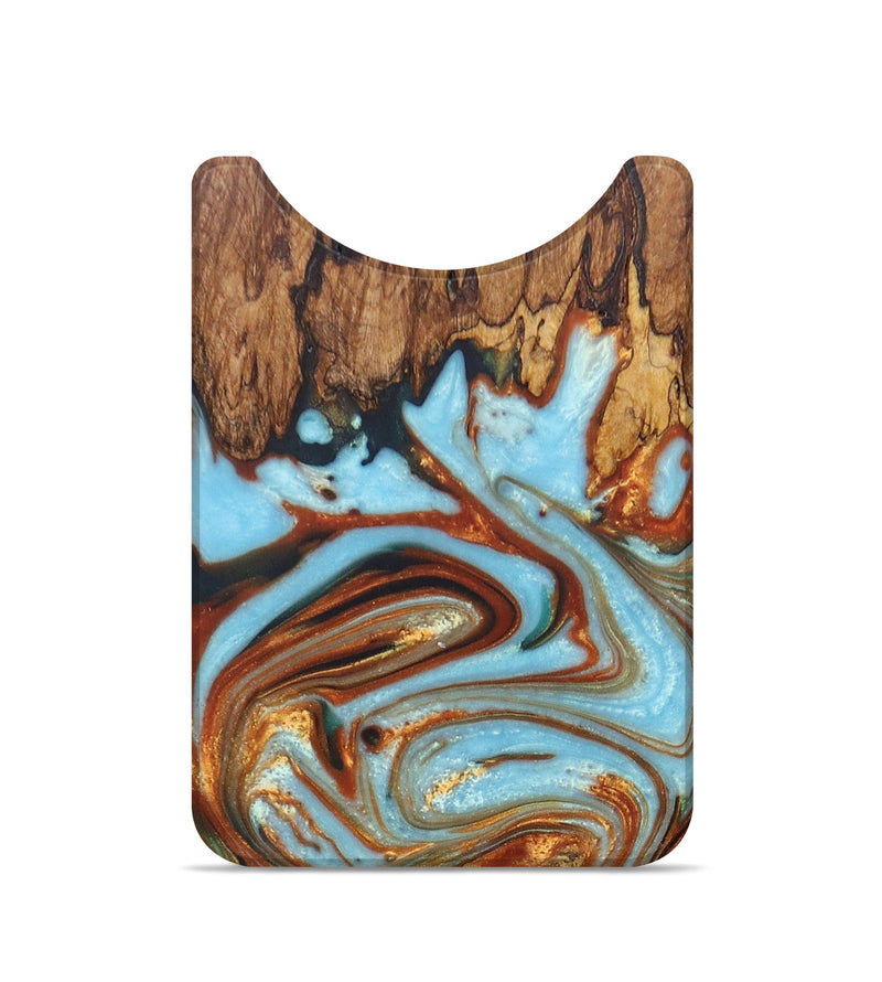 Live Edge Wood+Resin Wallet - Sylvester (Teal & Gold, 684471)