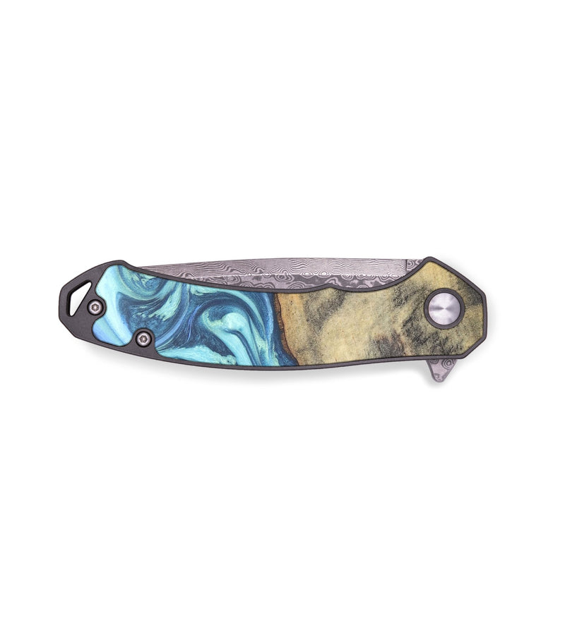 EDC Wood+Resin Pocket Knife - Waylon (Blue, 684607)