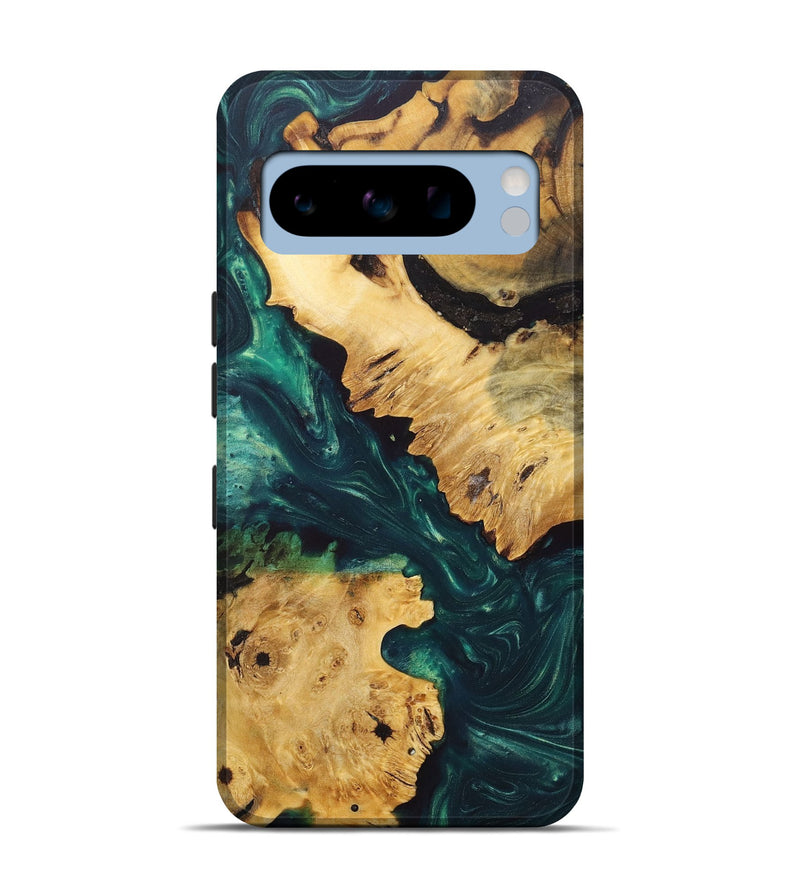 Pixel 8 Pro Wood+Resin Live Edge Phone Case - Cooper (Green, 685421)