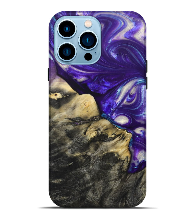 iPhone 14 Pro Max Wood+Resin Live Edge Phone Case - Elaine (Purple, 685427)