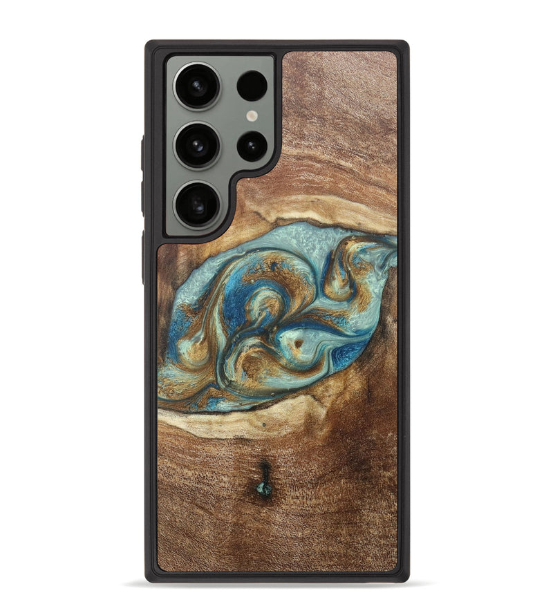 Galaxy S23 Ultra Wood+Resin Phone Case - Journey (Teal & Gold, 685439)
