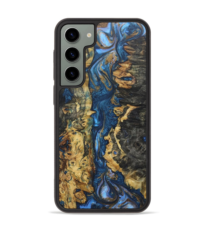 Galaxy S23 Plus Wood+Resin Phone Case - Beatrice (Teal & Gold, 685490)
