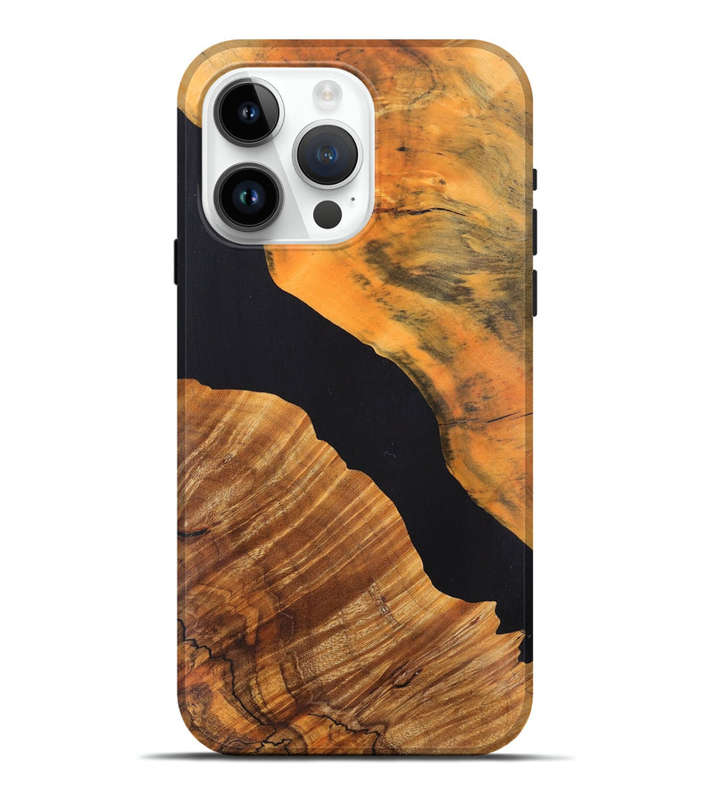 iPhone 15 Pro Max Wood+Resin Live Edge Phone Case - Julius (Pure Black, 685611)