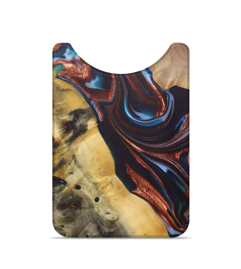 Live Edge Wood+Resin Wallet - Gianni (Teal & Gold, 685629)