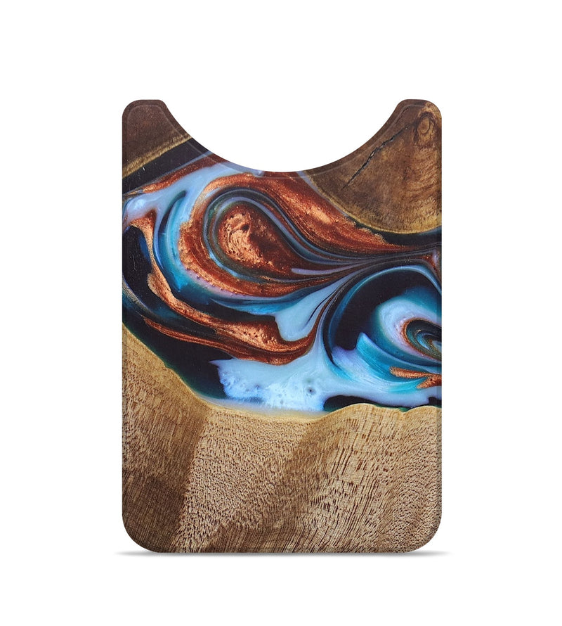 Live Edge Wood+Resin Wallet - Phyllis (Teal & Gold, 685630)