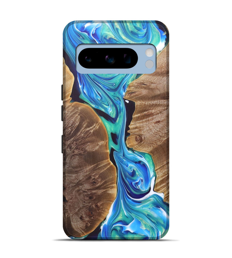 Pixel 8 Pro Wood+Resin Live Edge Phone Case - Sherlyn (Blue, 685745)