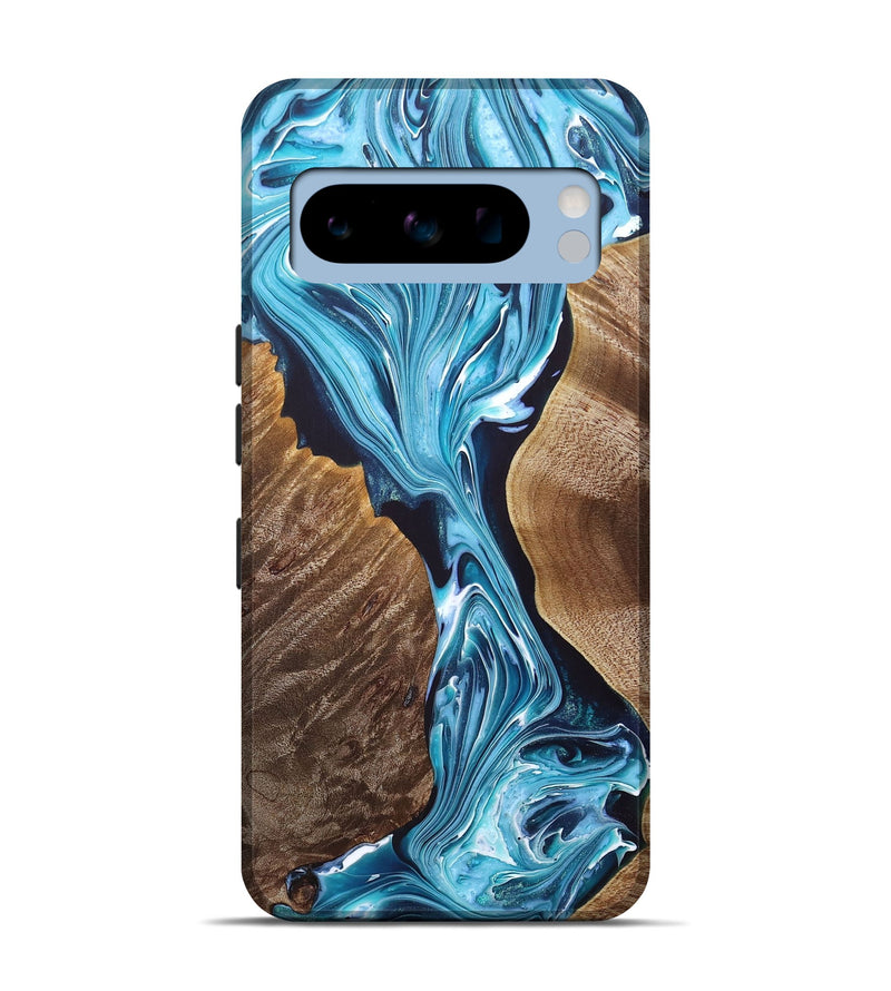 Pixel 8 Pro Wood+Resin Live Edge Phone Case - Jenna (Blue, 685747)