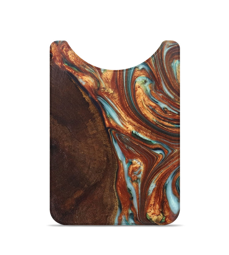 Live Edge Wood+Resin Wallet - Jazmin (Teal & Gold, 685781)