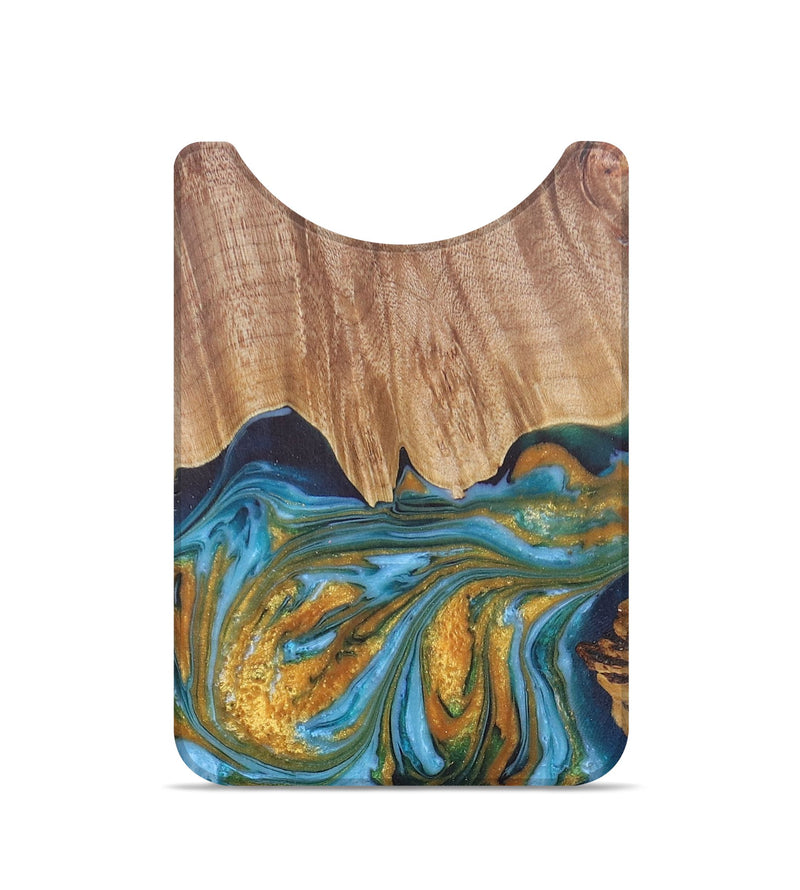 Live Edge Wood+Resin Wallet - Landon (Teal & Gold, 685782)
