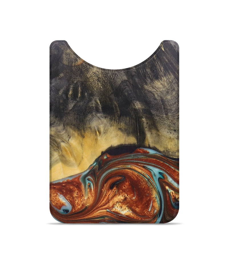 Live Edge Wood+Resin Wallet - Allyson (Teal & Gold, 685783)