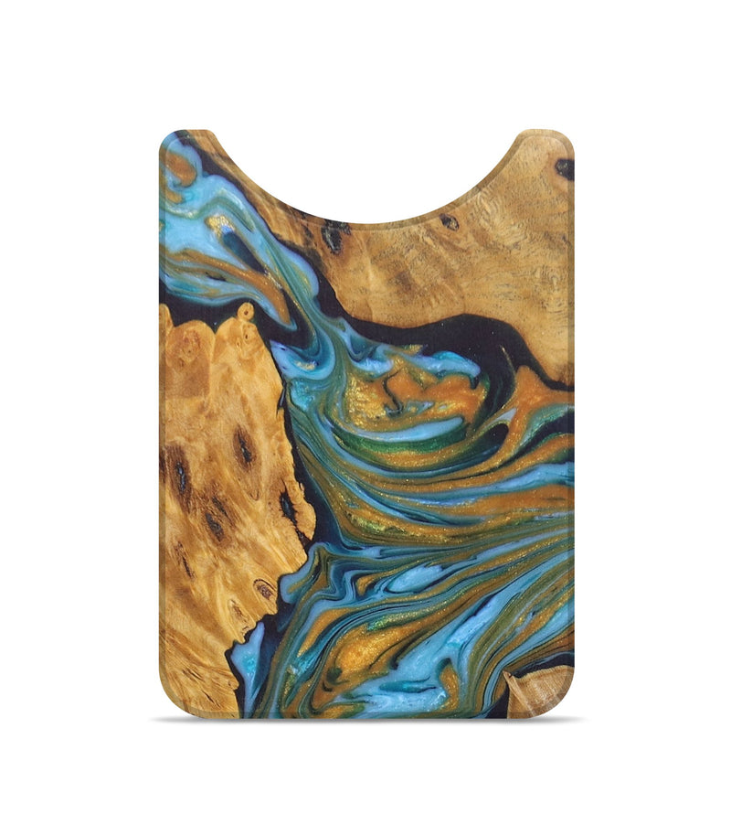 Live Edge Wood+Resin Wallet - Jonas (Teal & Gold, 685784)