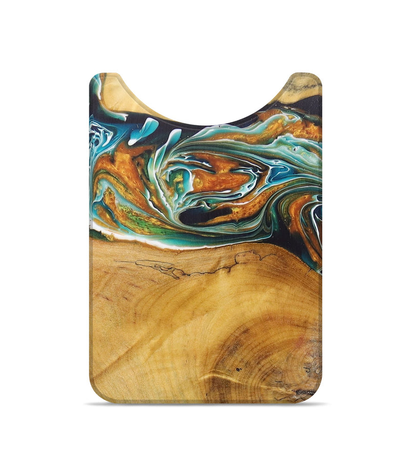 Live Edge Wood+Resin Wallet - Clarence (Teal & Gold, 685786)