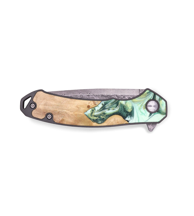 EDC Wood+Resin Pocket Knife - Cade (Green, 686177)