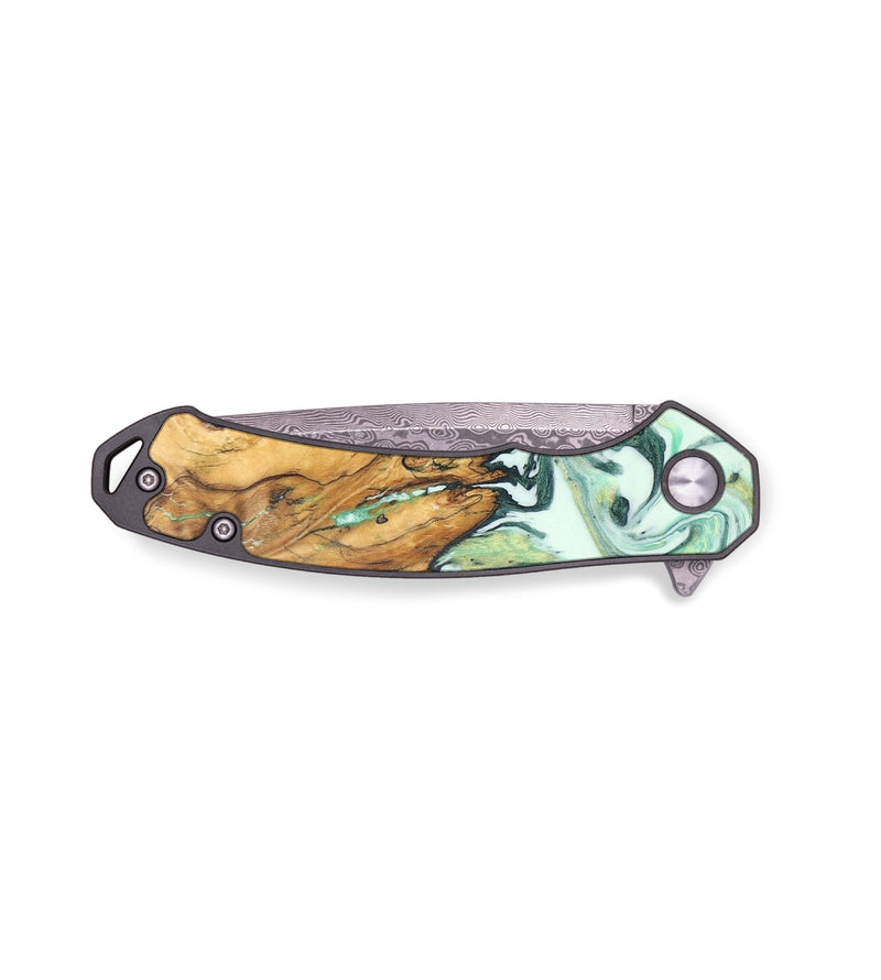 EDC Wood+Resin Pocket Knife - Jade (Green, 686178)