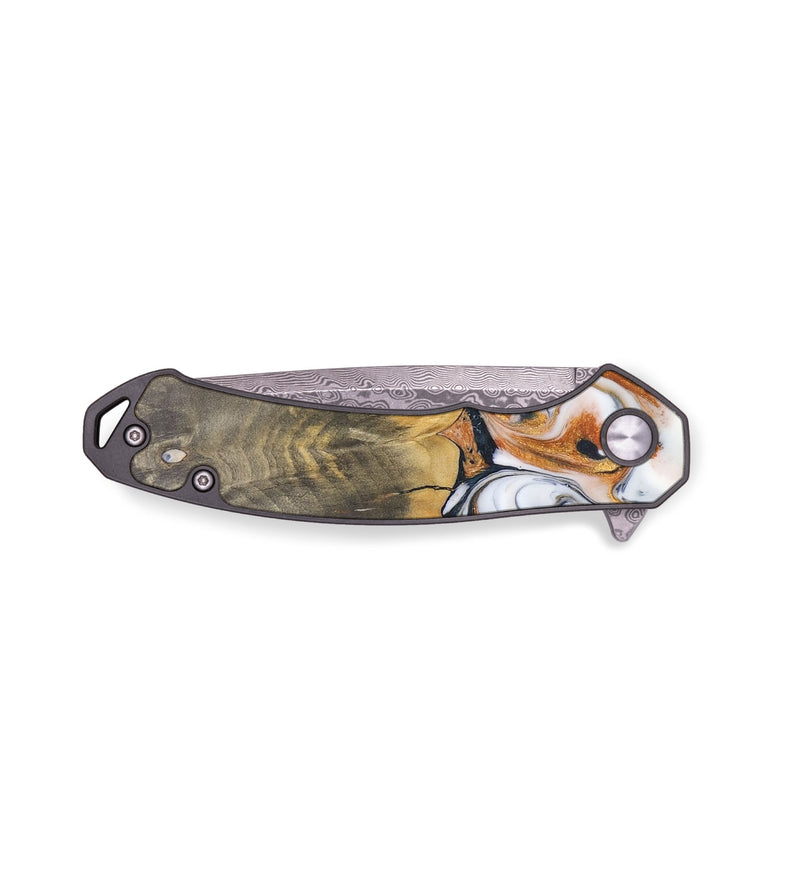 EDC Wood+Resin Pocket Knife - Harlow (Teal & Gold, 686181)