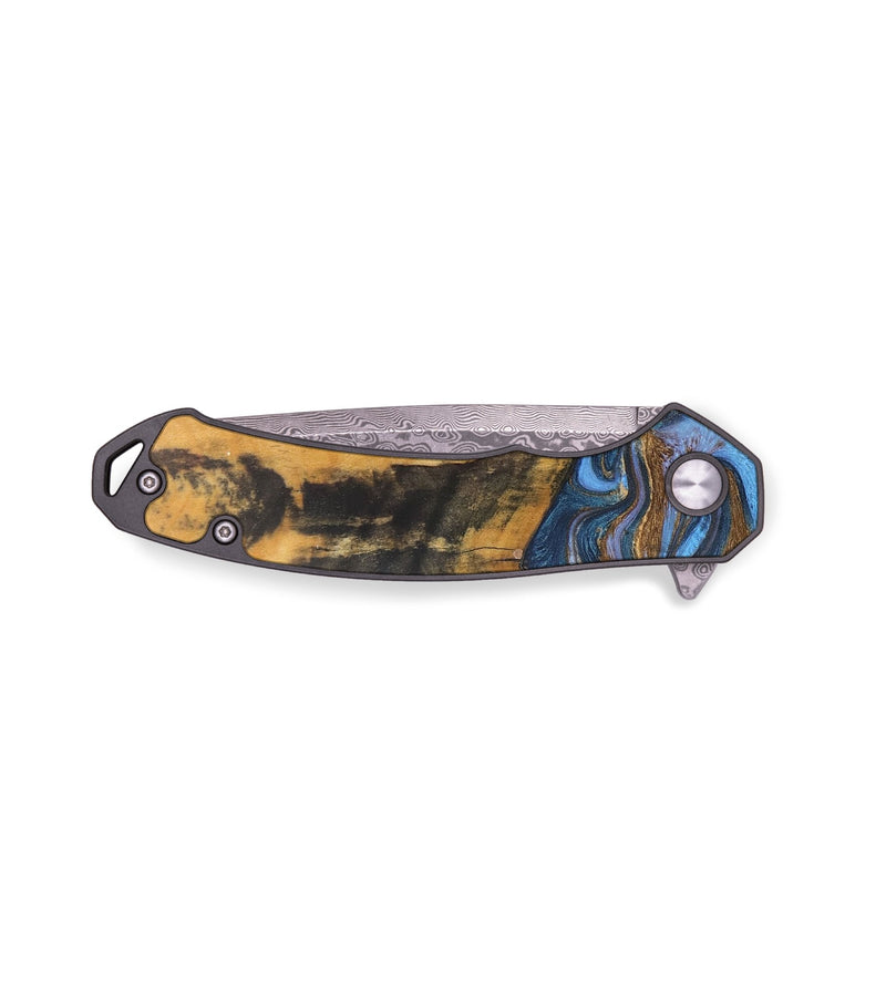 EDC Wood+Resin Pocket Knife - Piper (Teal & Gold, 686186)
