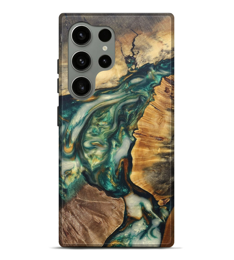 Galaxy S24 Ultra Wood+Resin Live Edge Phone Case - Jaclyn (Green, 686316)