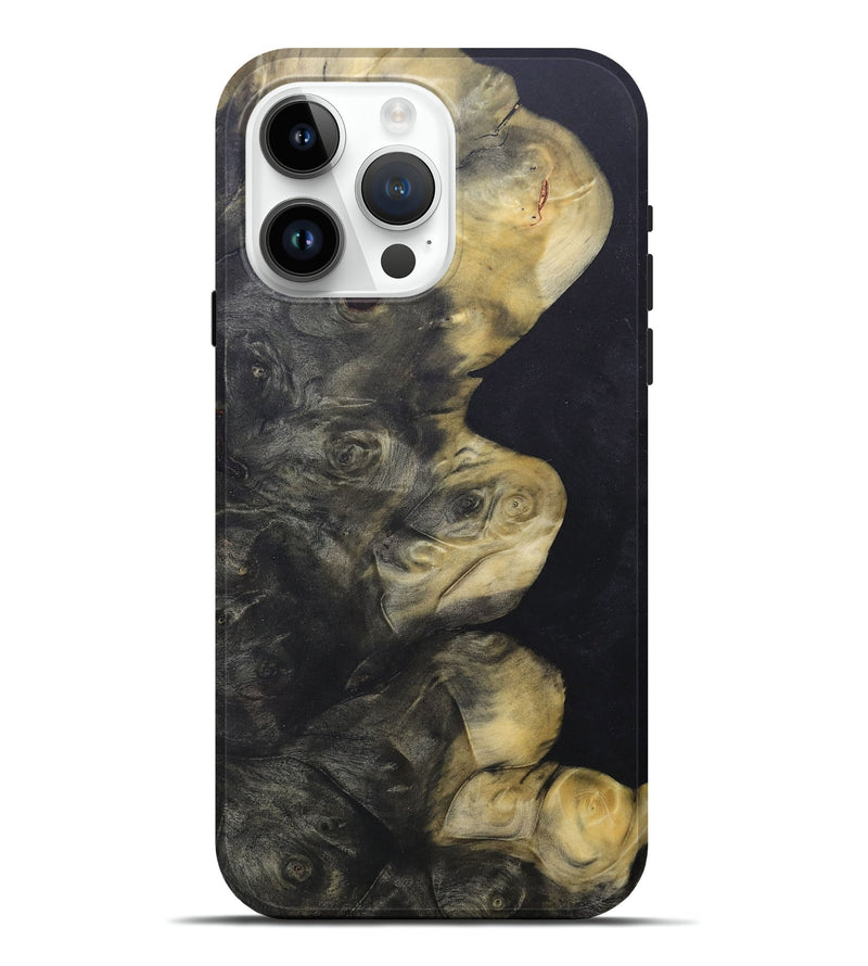 iPhone 15 Pro Max Wood+Resin Live Edge Phone Case - Amina (Pure Black, 686322)