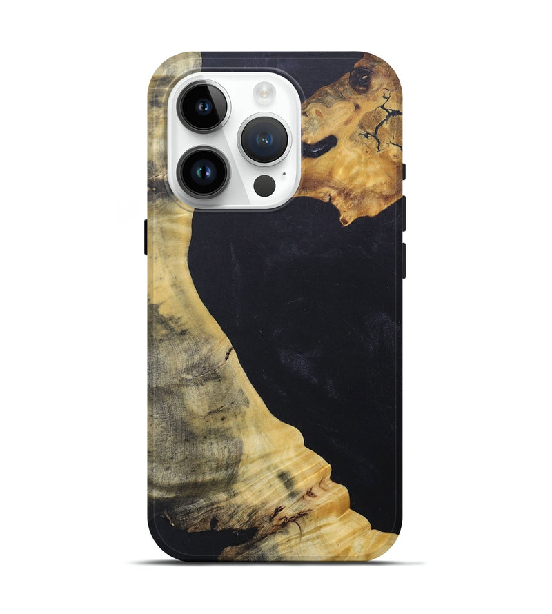 iPhone 15 Pro Wood+Resin Live Edge Phone Case - Tanya (Pure Black, 686324)