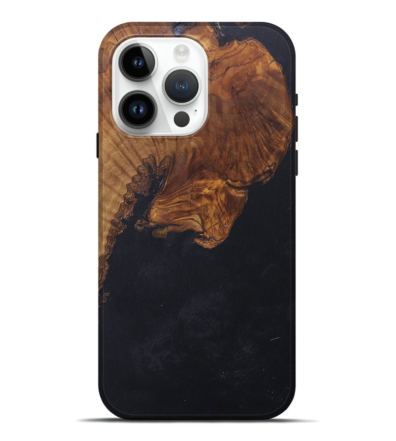 iPhone 15 Pro Max Wood+Resin Live Edge Phone Case - Ernestine (Pure Black, 686326)