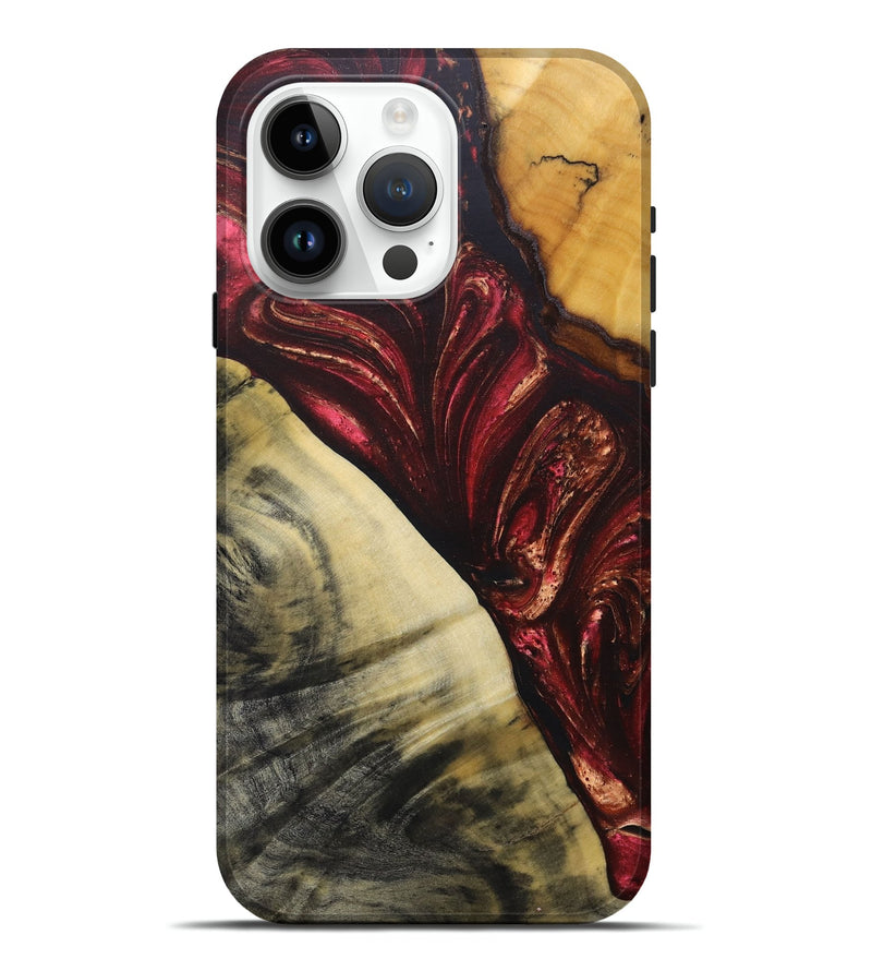 iPhone 15 Pro Max Wood+Resin Live Edge Phone Case - Jimmy (Red, 686333)