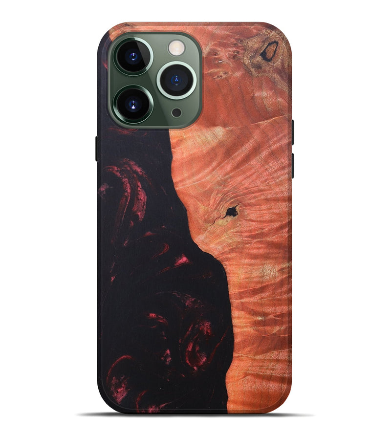 iPhone 13 Pro Max Wood+Resin Live Edge Phone Case - Jared (Red, 686339)