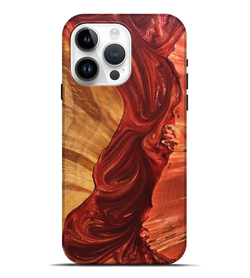 iPhone 15 Pro Max Wood+Resin Live Edge Phone Case - Khloe (Red, 686393)
