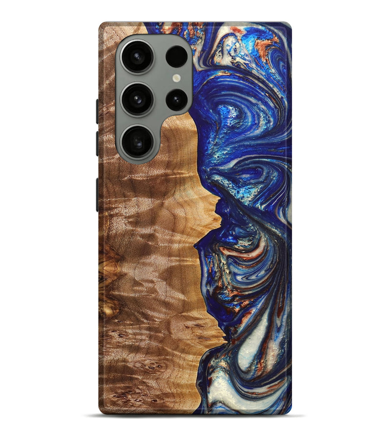 Galaxy S23 Ultra Wood+Resin Live Edge Phone Case - Claudia (Blue, 686394)