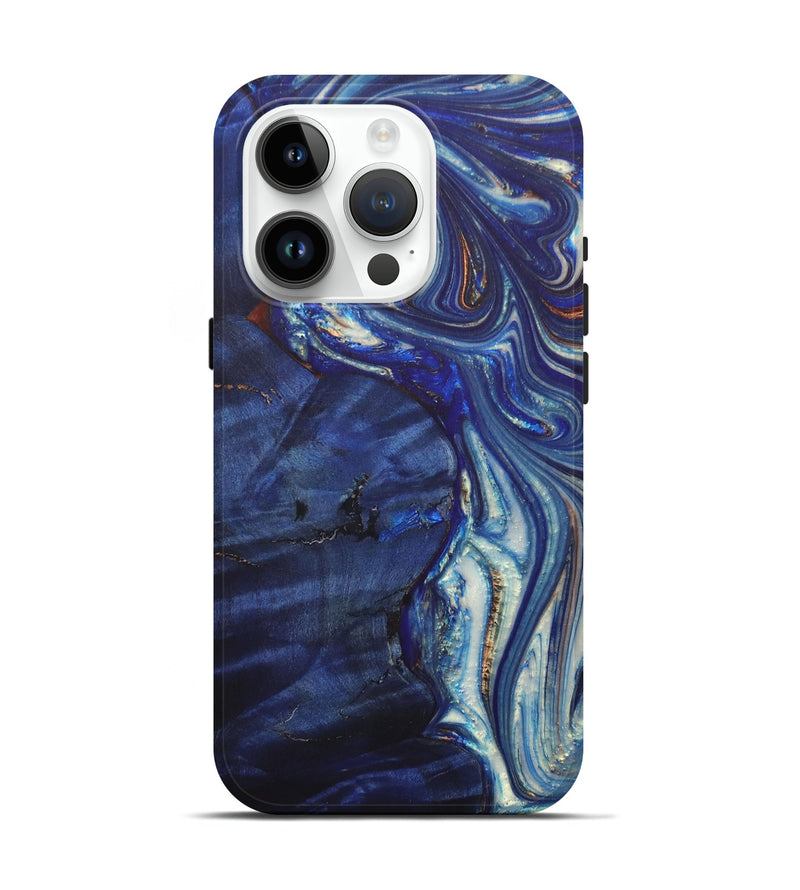iPhone 15 Pro Wood+Resin Live Edge Phone Case - Imogene (Blue, 686395)