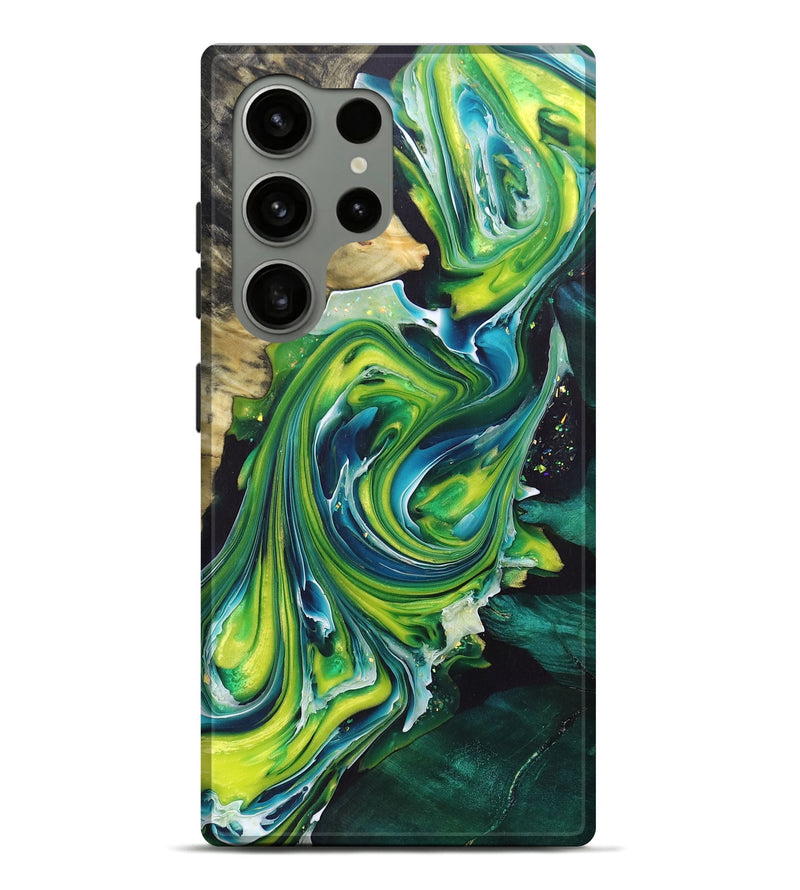 Galaxy S24 Ultra Wood+Resin Live Edge Phone Case - Caleb (Green, 686440)