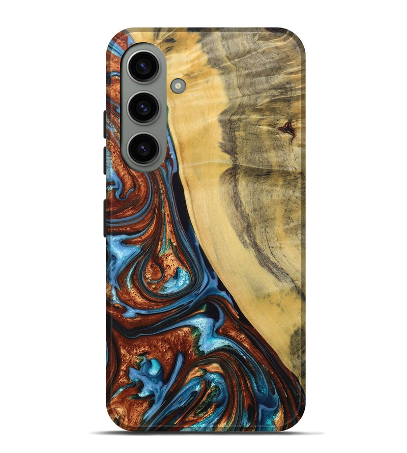Galaxy S24 Plus Wood+Resin Live Edge Phone Case - Todd (Teal & Gold, 686447)