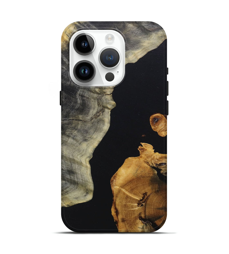 iPhone 15 Pro Wood+Resin Live Edge Phone Case - Olga (Pure Black, 686454)