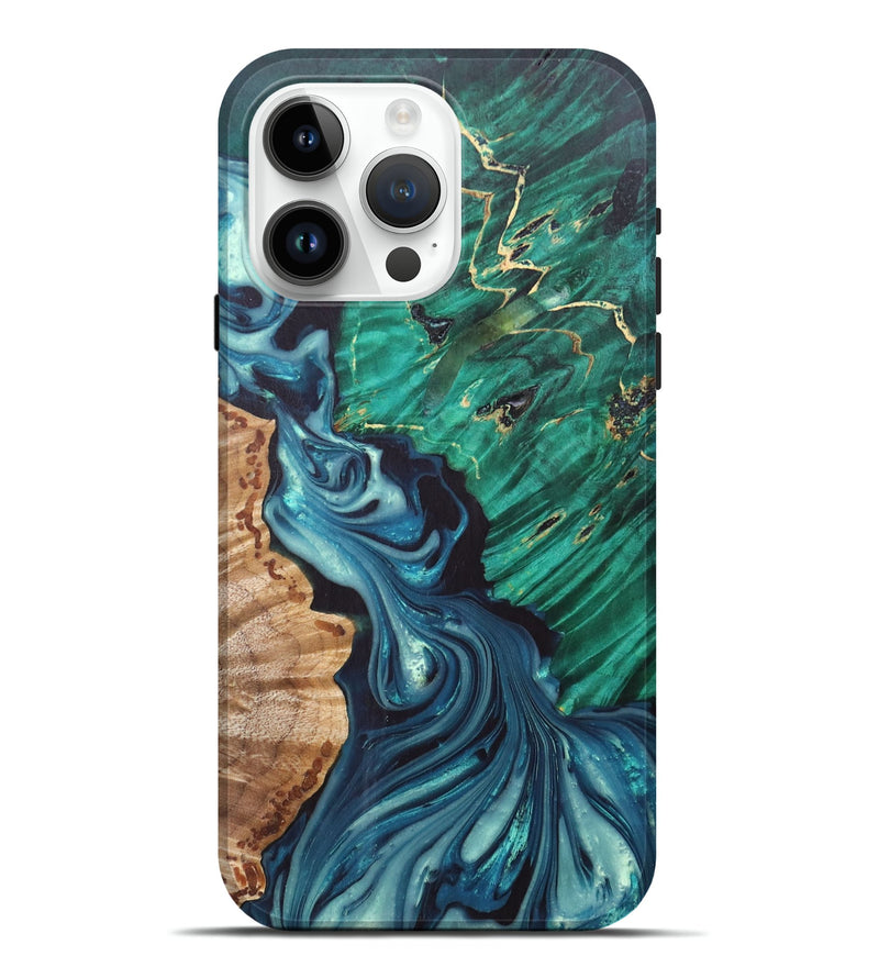 iPhone 15 Pro Max Wood+Resin Live Edge Phone Case - Abram (Blue, 686994)