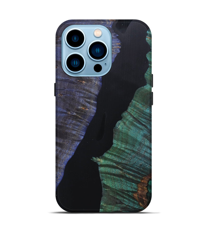 iPhone 14 Pro Wood+Resin Live Edge Phone Case - Armani (Pure Black, 687033)