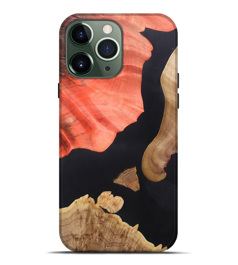 iPhone 13 Pro Max Wood+Resin Live Edge Phone Case - Jax (Pure Black, 687035)