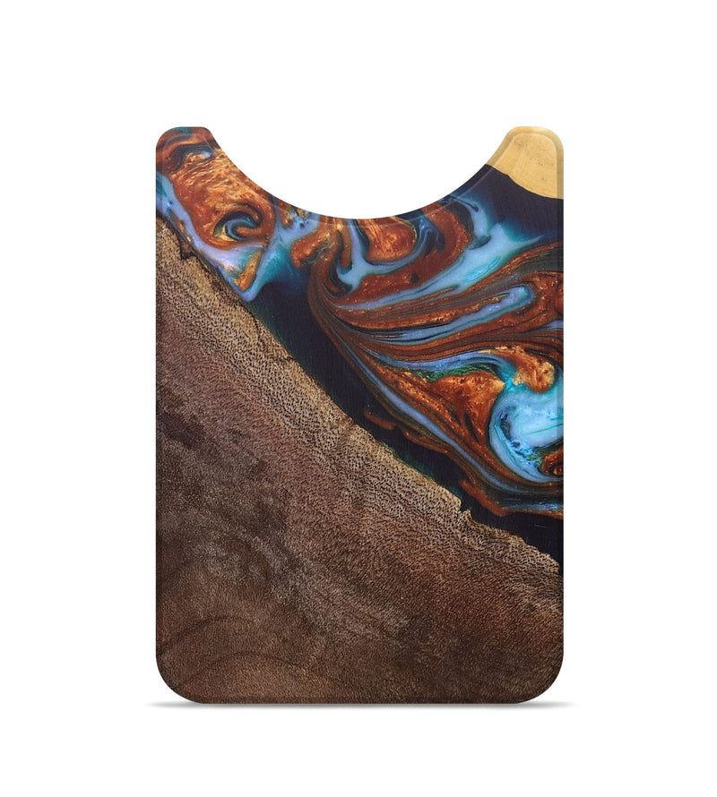 Live Edge Wood+Resin Wallet - India (Teal & Gold, 687055)